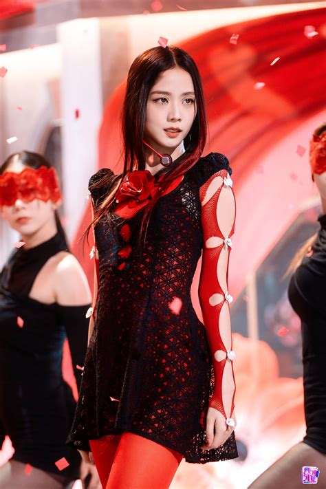 jisoo flower red dress